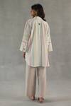 Shop_Roza_Ivory Linen Embroidery Collared Bianca Printed Shirt _at_Aza_Fashions