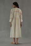 Shop_Roza_Ivory Linen Embroidery Round Neck Bianca Printed Asymmetric Dress _at_Aza_Fashions