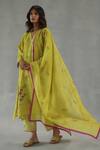 Buy_Roza_Yellow Viola Chanderi Floral Print Stole _at_Aza_Fashions
