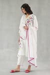 Shop_Roza_Ivory Linen Embroidery Split V-neck Viola Printed Kurta And Pant Set 
