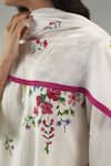 Roza_Ivory Linen Embroidery Split V-neck Viola Printed Kurta And Pant Set _Online