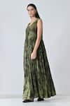 Samant Chauhan_Green Cotton Round Neck Static Dress _Online_at_Aza_Fashions