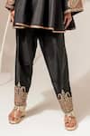 Shop_Akara_Black Silk Embroidery Split V-neck Yoke Kalidar Kurta With Salwar _Online_at_Aza_Fashions