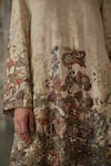 Buy_Falsa_Beige Silk Satin Beads, Sequins, Embroidery Hand Painted Kurta And Flared Pant Set _Online_at_Aza_Fashions