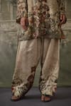 Shop_Falsa_Beige Silk Satin Beads, Sequins, Embroidery Hand Painted Kurta And Flared Pant Set _Online_at_Aza_Fashions