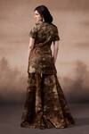 Shop_Falsa_Brown Silk, Crepe Embroidery Sweetheart Neck Embellished Kurta And Sharara Set _at_Aza_Fashions