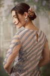 Shop_Falsa_Beige Net Embroidery V-neck Hand Kurta Sharara Set _at_Aza_Fashions