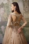 Shop_Falsa_Pink Cotton, Silk, Tissue Embroidery, Sequins Square Neck Anarkali And Lehenga Set _at_Aza_Fashions