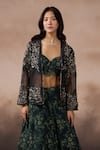 Falsa_Multi Color Chantelle Embroidery Open , Sweetheart Jacket And Skirt Set _Online_at_Aza_Fashions