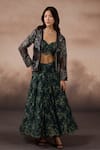Buy_Falsa_Multi Color Chantelle Embroidery Open , Sweetheart Jacket And Skirt Set _at_Aza_Fashions
