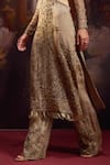 Falsa_Gray Silk Organza Embroidery V-neck Tunic With Pant _Online_at_Aza_Fashions