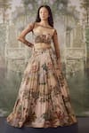 Buy_Falsa_Pink Silk, Chiffon Embroidery Square Neck Hand Lehenga With Blouse _at_Aza_Fashions