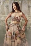 Shop_Falsa_Pink Silk, Chiffon Embroidery Square Neck Hand Lehenga With Blouse _Online_at_Aza_Fashions
