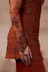 Falsa_Orange Chantelle, Silk, Crepe Beads, Hand Embroidered Tunic With Flared Pant _Online_at_Aza_Fashions