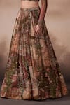 Shop_Falsa_Brown Silk, Chiffon Beads, Embroidery Keyhole Neck, Printed Lehenga And Blouse Set _Online_at_Aza_Fashions