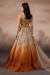 Shop_Falsa_Orange Tulle Embroidery Sweetheart Neck Lehenga Set _at_Aza_Fashions