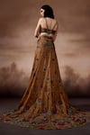 Shop_Falsa_Brown Tulle, Organza Embroidery Sweetheart Neck Lehenga Set _at_Aza_Fashions