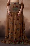 Buy_Falsa_Brown Tulle, Organza Embroidery Sweetheart Neck Lehenga Set _Online_at_Aza_Fashions