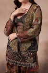 Buy_Falsa_Brown Tulle, Silk Organza Beads Round Neck, Open Embroidered Tunic And Jacket Set _Online_at_Aza_Fashions