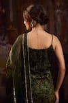 Shop_Falsa_Green Silk, Chiffon Embroidery Sweetheart Neck Sharara Set _at_Aza_Fashions
