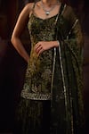 Buy_Falsa_Green Silk, Chiffon Embroidery Sweetheart Neck Sharara Set _Online_at_Aza_Fashions