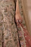 Buy_Falsa_Peach Silk, Tissue Embroidery, Sequins Round Neck Hand Lehenga Set 