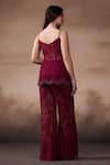 Shop_Falsa_Maroon Chantelle Beads, Sequins, Embroidery Scoop Neck Tunic And Pant Set _at_Aza_Fashions