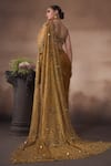 Shop_Falsa_Yellow Chantelle Sequins, Embroidery Square Neck Saree And Blouse _at_Aza_Fashions