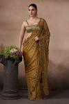 Buy_Falsa_Yellow Chantelle Sequins, Embroidery Square Neck Saree And Blouse _at_Aza_Fashions