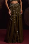 Buy_Falsa_Green Silk Organza Sequins, Beads, Embroidery Sweetheart Neck Lehenga Set _Online_at_Aza_Fashions