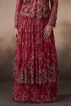 Falsa_Red Chantelle Embroidery Sweetheart Neck Jacket And Lehenga Set _Online_at_Aza_Fashions