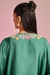 Buy Kalista Emerald Green Viscose Embroidery Round Neck Lana Kaftan Set Online at Aza Fashions Buy_Kalista_Emerald Green Viscose Embroidery Round Neck Lana Kaftan Set _Online_at_Aza_Fashions
