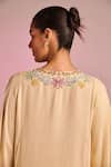 Shop_Kalista_Beige Viscose Embroidery Round Neck Lana Kaftan Set _Online_at_Aza_Fashions