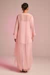 Shop_Kalista_Pink Organza, Viscose Embroidery V-neck Ravella Kaftan Set _at_Aza_Fashions