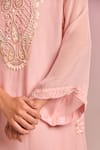 Shop_Kalista_Pink Organza, Viscose Embroidery V-neck Ravella Kaftan Set _Online_at_Aza_Fashions