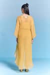 Shop_Kalista_Yellow Organza, Viscose Embroidery V-neck Shaina Kaftan Set _at_Aza_Fashions