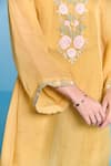 Buy_Kalista_Yellow Organza, Viscose Embroidery V-neck Shaina Kaftan Set _Online_at_Aza_Fashions