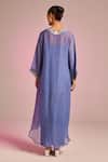 Shop_Kalista_Blue Organza, Viscose Embroidery V-neck Shaina Kaftan Set _at_Aza_Fashions