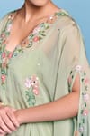 Buy_Kalista_Green Organza, Viscose Tassels, Embroidery V-neck Leisa Kaftan Set _Online_at_Aza_Fashions