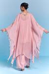 Shop_Kalista_Pink Organza, Viscose Embroidery, Sequins V-neck Leisa Kaftan Set _at_Aza_Fashions