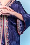 Buy_Kalista_Blue Viscose, Satin Embroidery V-neck Lara Kaftan Set _Online_at_Aza_Fashions
