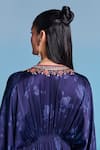 Shop_Kalista_Blue Viscose, Satin Embroidery V-neck Lara Kaftan Set _Online_at_Aza_Fashions