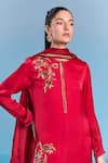 Shop Kalista Red Viscose, Satin, Silk Beads, Sequins, Embroidery Round Neck Jeni Kurta Set Online at Aza Fashions Shop_Kalista_Red Viscose, Satin, Silk Beads, Sequins, Embroidery Round Neck Jeni Kurta Set _Online_at_Aza_Fashions