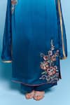 Buy_Kalista_Blue Viscose, Satin, Silk Embroidery Round Neck Jeni Kurta Set _Online_at_Aza_Fashions