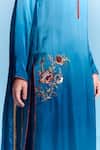 Kalista_Blue Viscose, Satin, Silk Embroidery Round Neck Jeni Kurta Set _at_Aza_Fashions