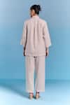 Shop_Kalista_Beige Cotton, Linen Embroidery Collared Esha Pant Set _at_Aza_Fashions