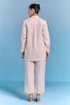 Shop_Kalista_Off White Cotton, Linen Embroidery Collared Elaina Pant Set _at_Aza_Fashions