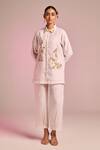 Kalista Off White Cotton, Linen Embroidery Collared Lisa Pant Set Online at Aza Fashions Kalista_Off White Cotton, Linen Embroidery Collared Lisa Pant Set _Online_at_Aza_Fashions