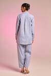 Shop_Kalista_Blue Cotton, Linen Embroidery Collared Lisa Shirt And Pant Set _at_Aza_Fashions