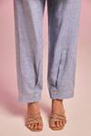 Kalista_Blue Cotton, Linen Embroidery Collared Lisa Shirt And Pant Set _Online_at_Aza_Fashions